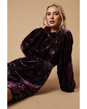 Oasis Velvet Long Sleeve Mini Dress - Black