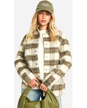 Boohoo Check Wool Look Shacket - Metallic