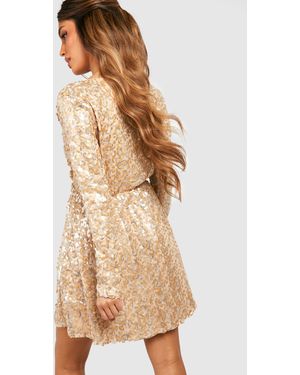 Boutique sequin wrap skater dress discount