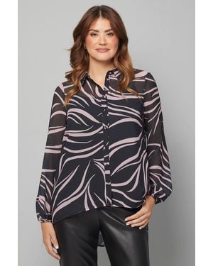 Wallis Swirl High Low Hem Longline Shirt - Gray