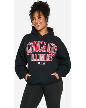 Boohoo Plus Chicago Oversized Graphic Hoodie - Red