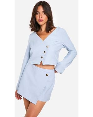 Boohoo Wrap Front Tailored Skort - White