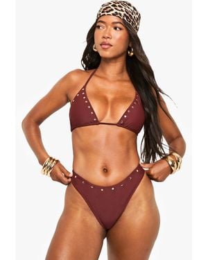 Boohoo Studded Detailed Bikini Bottoms - Orange