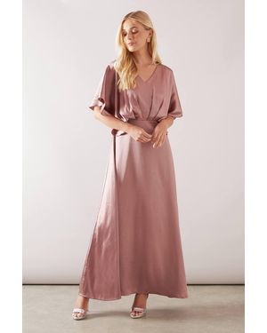 Wallis Petite Satin Kimono Sleeve Maxi Dress - Pink