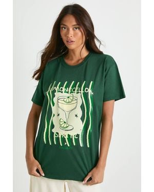 Boohoo Limoncello Spritz Printed T-Shirt - Green