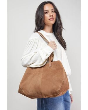 Oasis Jas Suede Tote Bag With Multi Handles - White