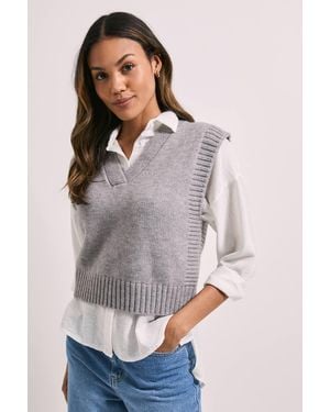 Dorothy Perkins V Neck Knitted Tank - Gray