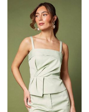 Coast Pinstripe Pleat Detail Top - Green