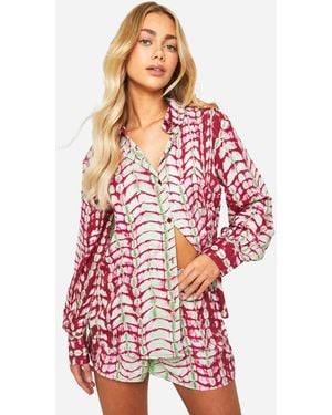 Boohoo Tie Dye Oversized Shirt - Red