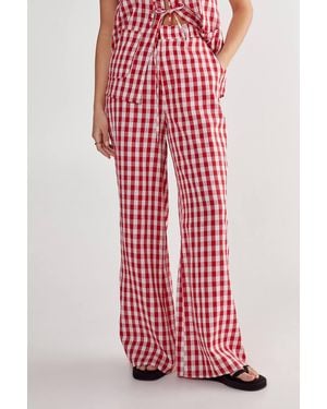 Nasty Gal Gingham Wide Leg Pants - Red