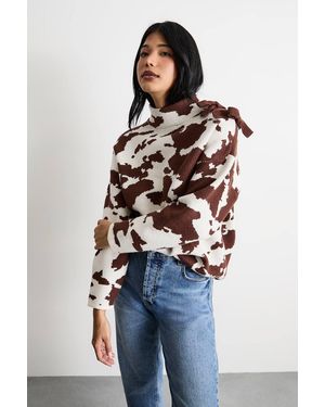 Warehouse Animal Bow Detail Sweater - Blue