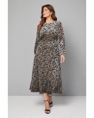 Wallis Devore Drop Hem Midi Dress - Gray