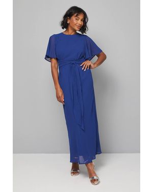 Wallis Bias Cut Belted Maxi Dress - Blue