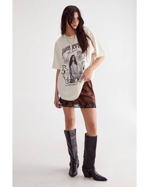Nasty Gal Satin Cutwork Lace Mini Skirt - Natural