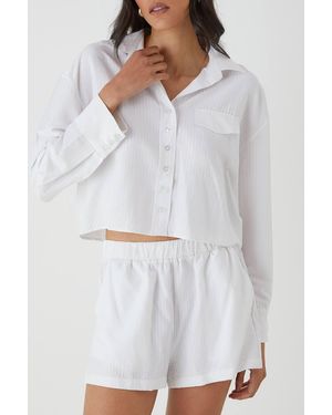 MissPap Seer Sucker High Waisted Shorts - White