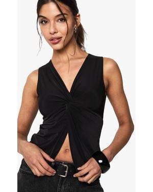 Boohoo Double Layer Slinky Twist Front Sleeveless Top - Black