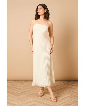 Oasis Chiffon Dropped Waist Bandeau Maxi Dress - Natural