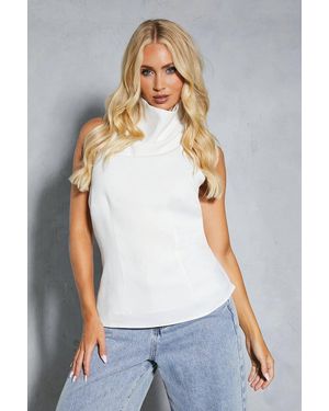 MissPap Bow Detail Backless Top - White