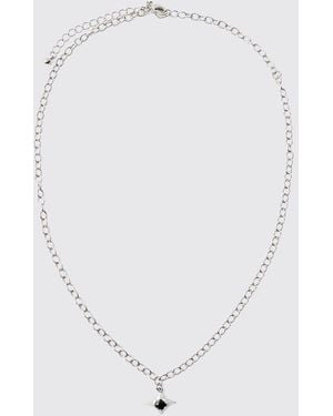 BoohooMAN Star Chain Necklace - White