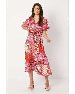Wallis Occasion Paisley Button Midi Dress - Red