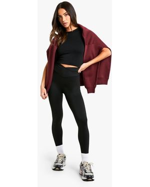 Boohoo Petite Super Soft Peached V Waistband Legging - Black