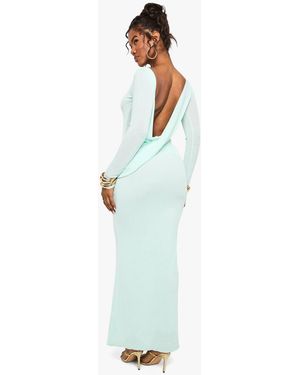 Boohoo Drape Back Detail Long Sleeve Maxi Dress - Green