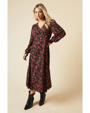 Dorothy Perkins Petite Floral Lace Trim Midi Dress - Natural