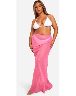 Boohoo Plus Beach Maxi Skirt - Pink