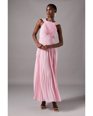 Coast Pleated Bodice Sleeveless Midi Dress - Pink
