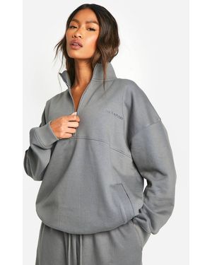 DSGN Studio Dsgn Studio Embroidered Half Zip Oversized Sweatshirt - Gray