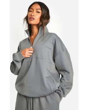 DSGN Studio Dsgn Studio Embroidered Half Zip Oversized Sweatshirt - Gray