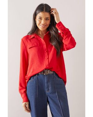 Wallis Pocket Button Through Shirt - Red
