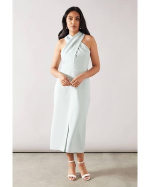 Wallis Petite Crepe Halter Neck Pencil Dress - White