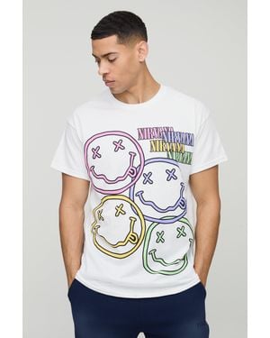 Boohoo Regular Fit Nirvana Faces License Printed T-Shirt - White