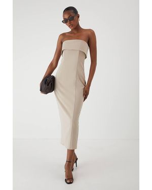 MissPap Bandeau Fold Over Midaxi Dress - White