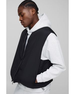 BoohooMAN Regular Fit Mono Padded Bomber Neck Gilet - Blue