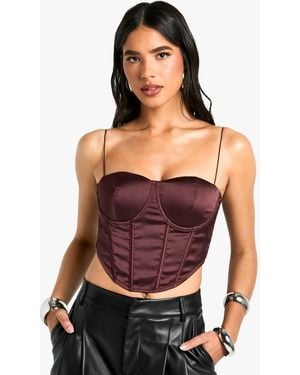 Boohoo Strappy Satin Corset - Purple