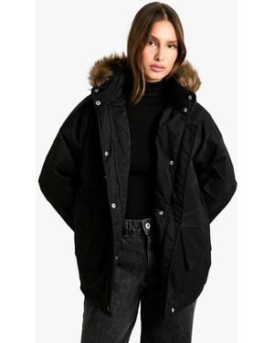 Boohoo Utility Pocket Parka - Black
