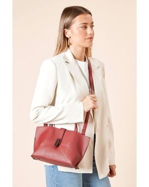 Dorothy Perkins Bolton Faux Leather Shopper Tote Bag With Crossbody Strap - Pink