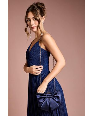 Coast Azalea Satin Bow Detail Clutch Bags - Blue