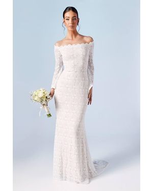 Coast Bardot Boho Lace Fishtail Wedding Dress - Blue