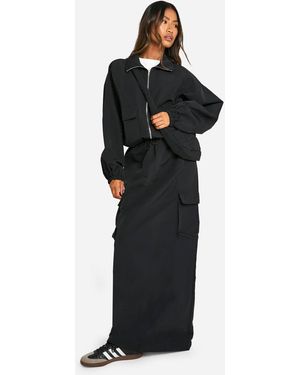 Boohoo Cargo Maxi Skirt - Black