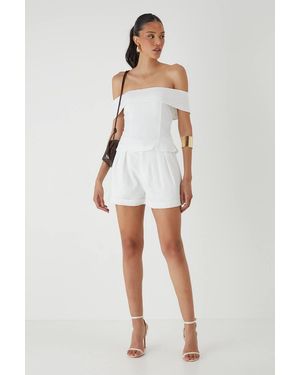 MissPap Linen Look High Waist Shorts - White