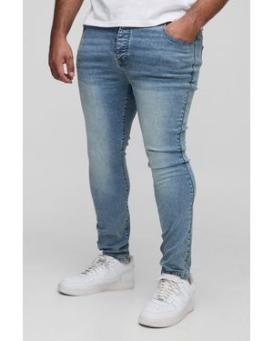 BoohooMAN Plus Super Skinny Stretch Extreme Washed Jeans - Blau