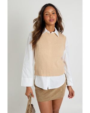 Boohoo Soft Knit Crew Neck Tank - White
