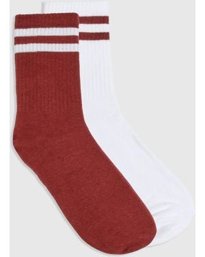 Boohoo Striped Sports Socks 2 Pack - Red