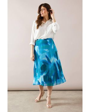 Wallis Geo Chiffon Pleated Skirt - Blue