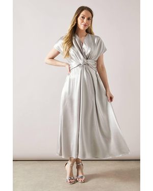 Wallis Satin Twist Detail Midaxi Dress - Natural