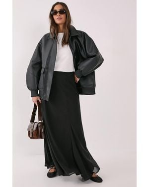 Nasty Gal Godet Floaty Maxi Skirt - Black