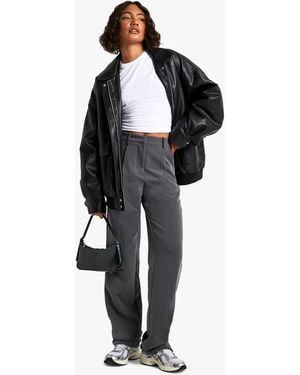 Boohoo Tall Straight Leg Tailored Pants - Black